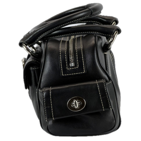 Coach Soho Leather Mini Boston Black Bag 8A10 Bowling Tote Satchel Handbag Y2K - Picture 6 of 16